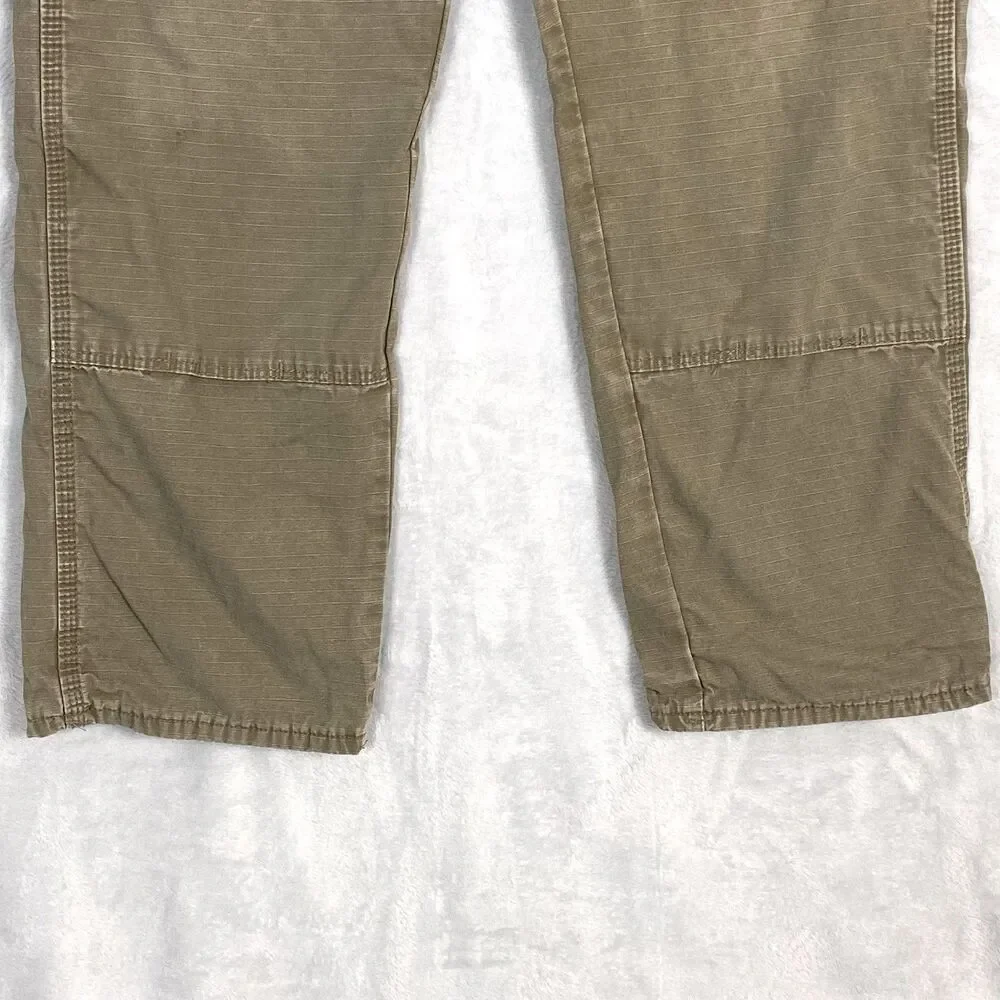 Wrangler Cargo Ripstop Pants Mens 34x31 Khaki Workwear Utility Fleece Lined